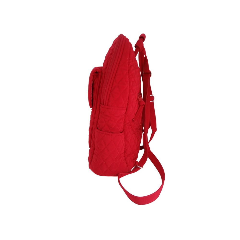 Vera Bradley Quilted Microfiber Backpack Small Red Excellent Diamond Flap - Picture 3 of 9